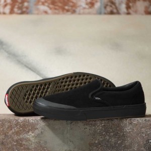 Men's Vans BMX Slip-On Skate Shoes Black / Black | NDSQ-09517